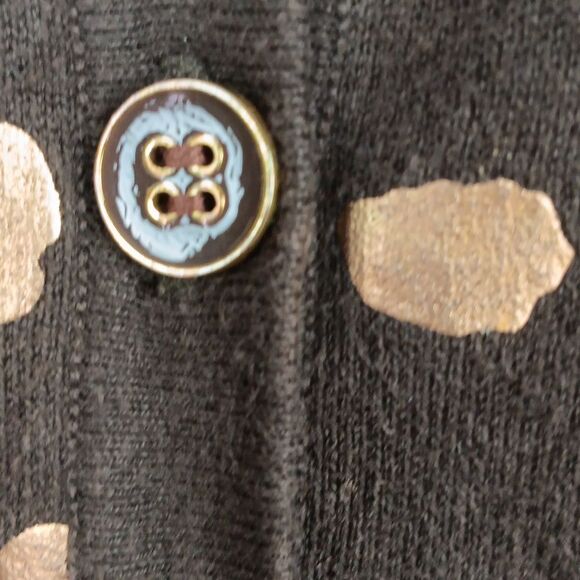 Vintage 90s Brown With Gold Dots Long Sleeve Button Down Knit Cardigan sz XL - Picture 7 of 9